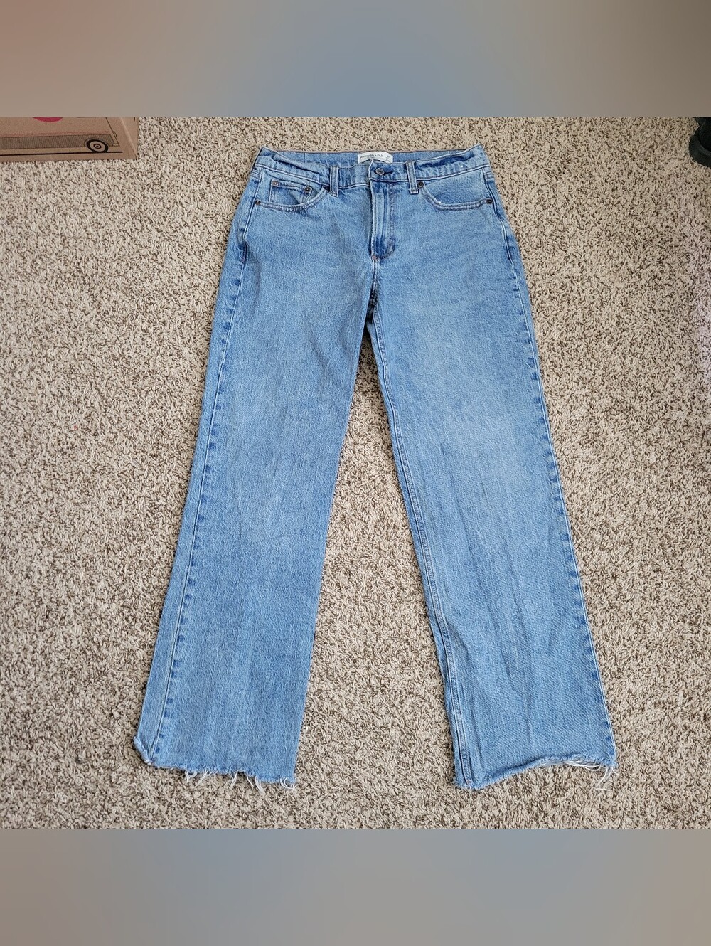 Abercrombie & Fitch Baggy Low Rise Jeans Blue Denim Jean Raw Hem 4 27 Regular